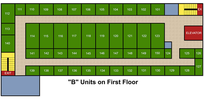 B Storage Units Facility on First Floor